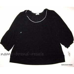 VIKKI VI NWT Black Slinky 3/4 Sleeve SHIRT Womens PLUS 2X Top Blouse Slimming